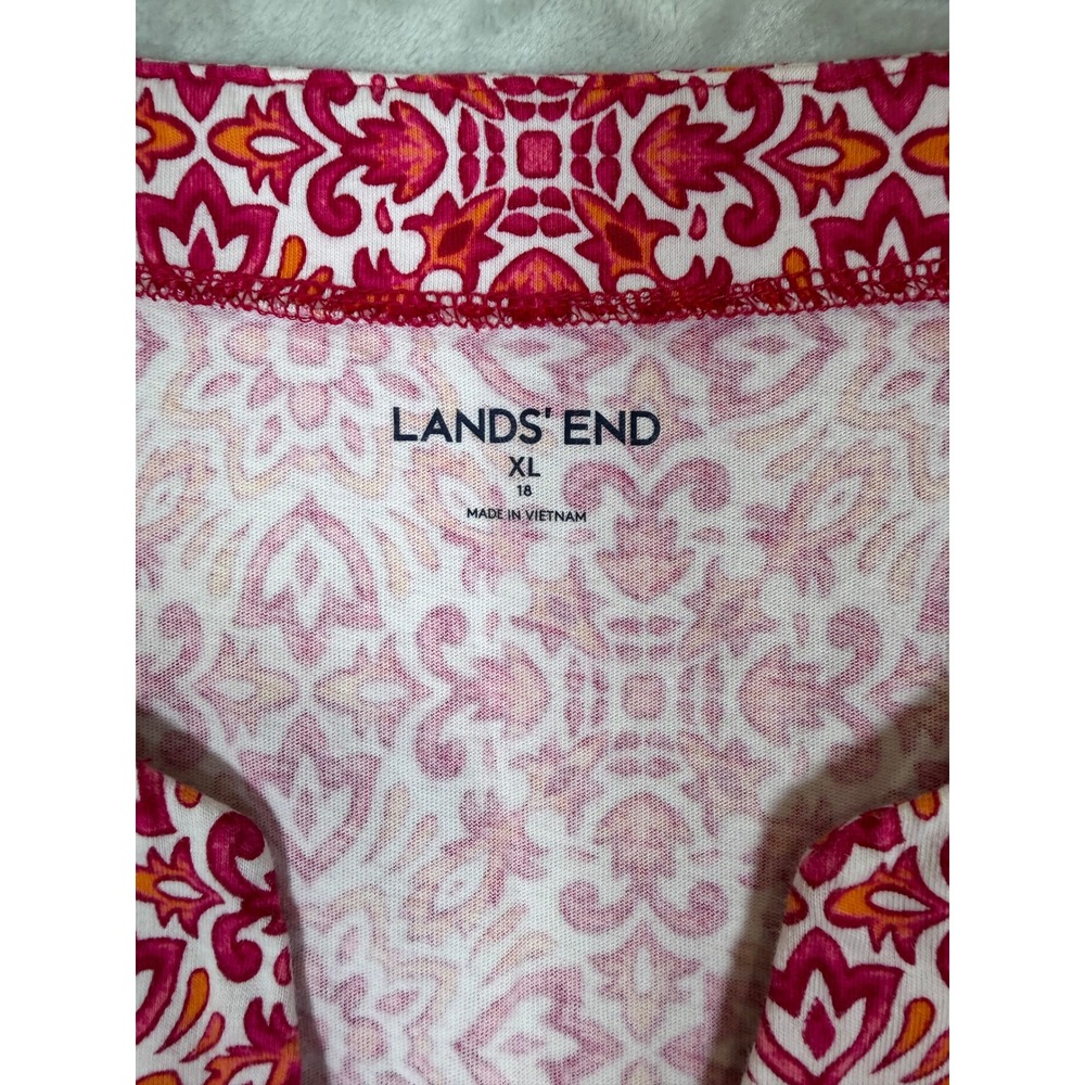 Lands End Two Swim Tunic Tops 1X XL Pink Orange Geometric Floral Pool Beach - Picture 5 of 16